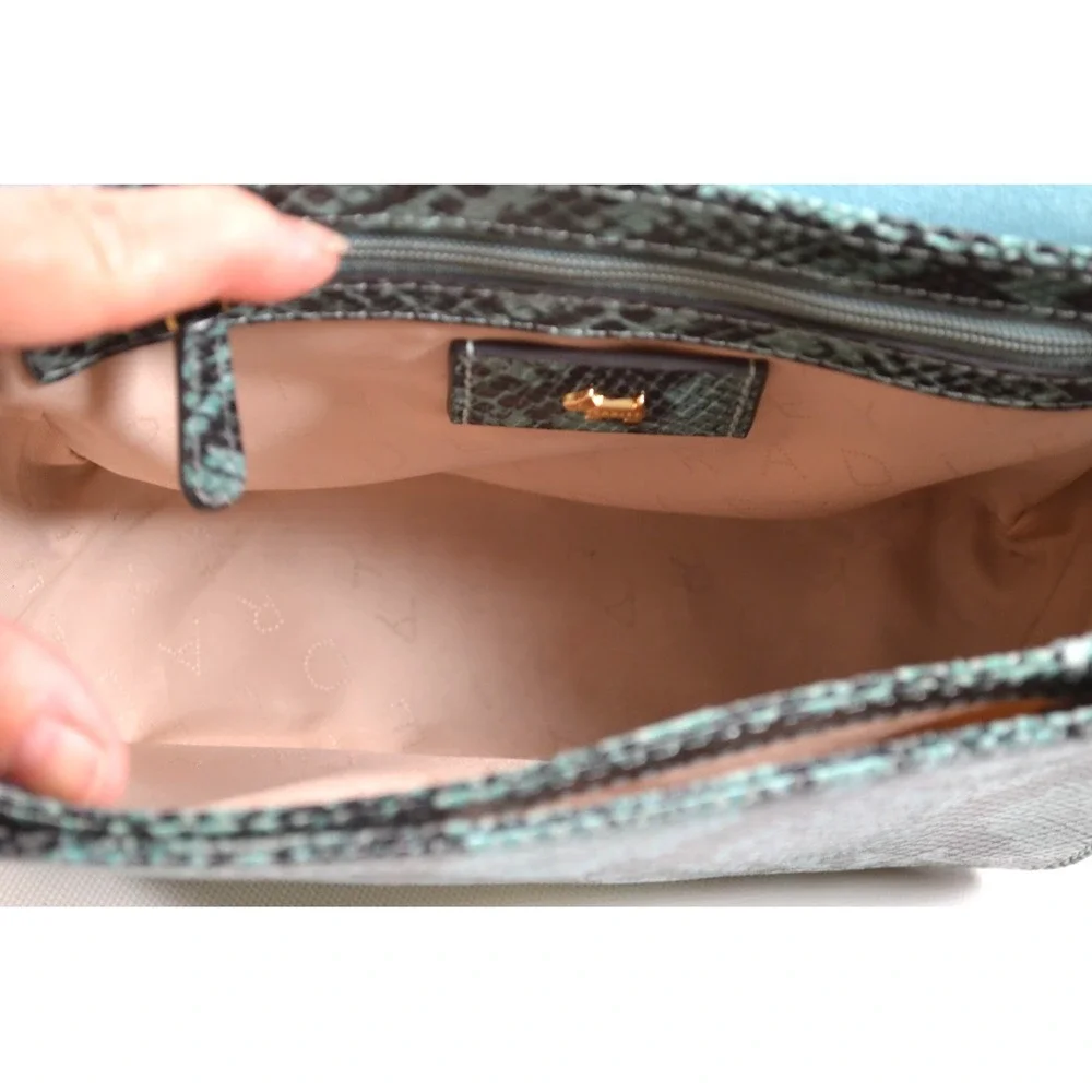 Radley London Reptile Snake Print Teal & Black Crossbody Shoulder Bag Purse‎
